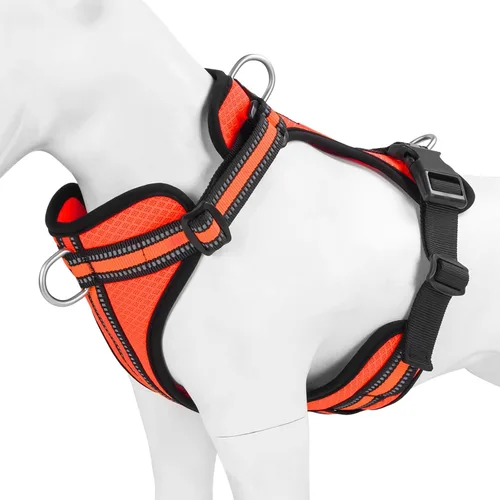 Vista 9 de Wisedog Arnés para perro de tamaño mediano, chaleco para mascotas con clip frontal, arnés ajustable para cachorro con 3 hebillas de liberación