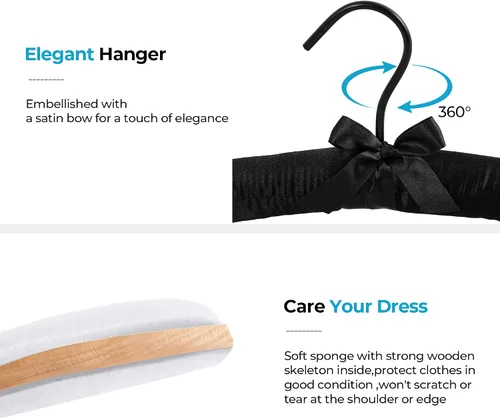 Vista 8 de JS Hanger Percha acolchada para suéteres, perchas extra grandes de 17 pulgadas con cubierta de satén, sin protuberancias de hombro para ropa