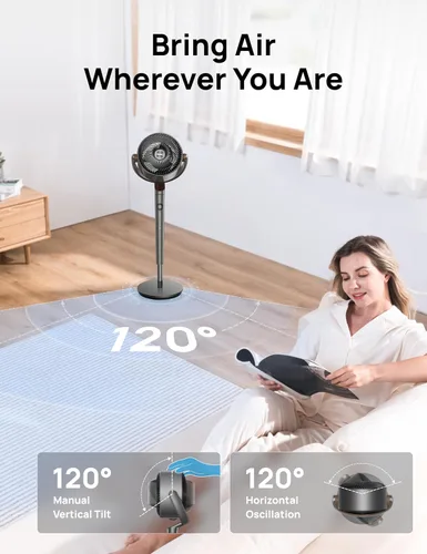 Vista 6 de Dreo Ventiladores de torre Enfriador de aire evaporativo de 40" y ventilador oscilante de 120°+120° con control remoto para dormitorios
