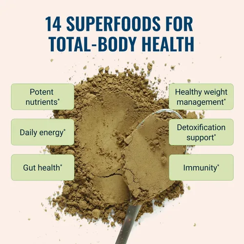 Vista 3 de Live Conscious Beyond Greens Superfood Powder – Delicioso polvo deshinchante Super Greens – Mezcla de verduras Matcha con clorella, equinácea