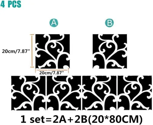 Vista 2 de Calcomanías de pared de espejo 3D, 4 piezas de calcomanías de pared de arte de cristal acrílico, autoadhesivas, espejo extraíble, azulejos de pared