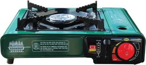 Vista 2 de King Kooker Mr. Outdoors Cookout Modelo # MOC13S Estufa de butano individual con bolsa de transporte, verde, grande