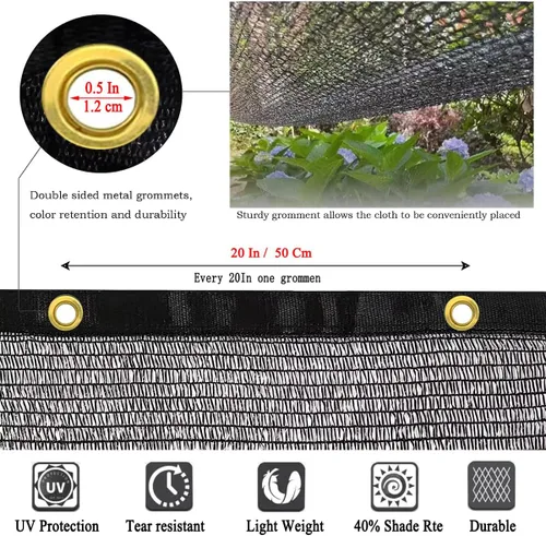 Vista 3 de Tela de sombra 40% para jardín, 6.5 x 6.5 pies, paño de sombra para plantas de invernadero, lona de malla bloqueador solar para plantas de jardín