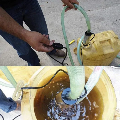 Vista 8 de Bomba de transferencia de combustible 12V, mini portátil de acero inoxidable con interruptor de encendido/apagado, bomba de agua para transferencia