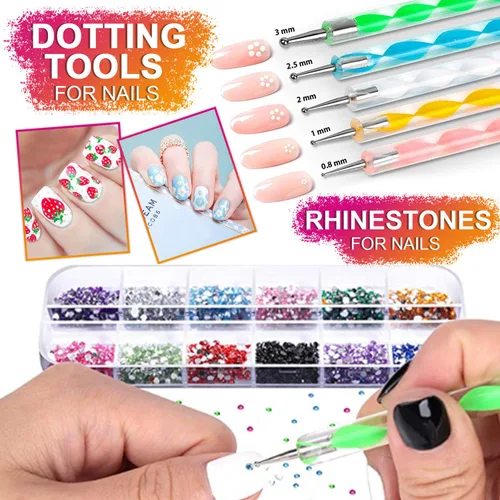 Vista 4 de Kit de arte de uñas de 37 piezas, herramientas de diseño de uñas