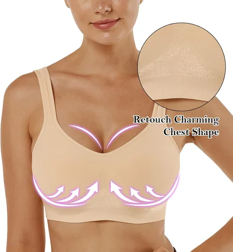 Vista 4 de Vertvie Bralette deportivo sin varillas para mujer, sin costuras, cobertura completa, talla grande, para dormir, yoga, entrenamiento, uso diario