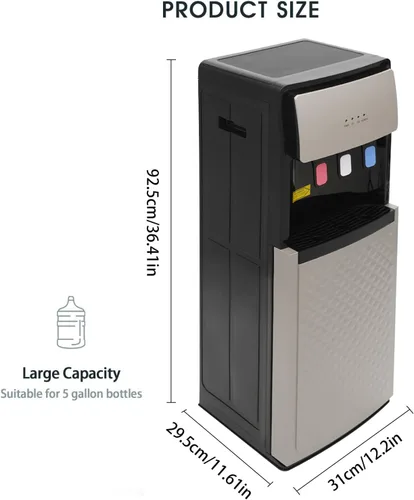 Vista 2 de Dispensador de enfriador de agua de carga inferior para botellas de 5 galones, 3 ajustes de temperatura, caliente (185.0-203.0 °F/185-203℉), frío