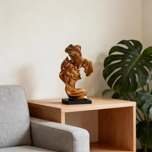 Vista 5 de Escultura de beso para parejas, arte abstracto, escultura de pareja, decoración de estatua de resina, estatua romántica utilizada para decoración