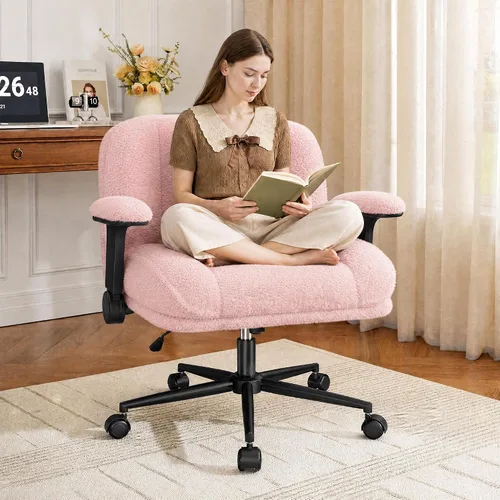 Vista 12 de DurayLoly Silla cruzada con ruedas, asiento de 28 pulgadas de ancho, brazos abatibles, forro polar grueso, altura ajustable, silla de patas cruzadas