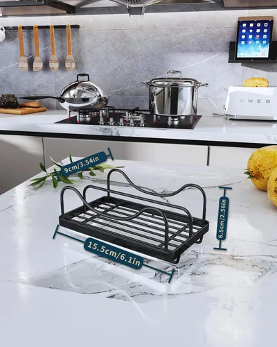Vista 7 de Consumest Soporte de esponja para fregadero de cocina - Organizador de fregadero móvil para encimera, Soporte de esponja de acero inoxidable 304