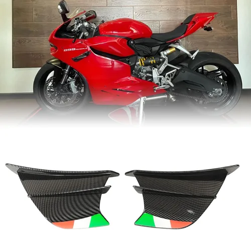 Vista 6 de 2 aletas de motocicleta para 400 250 Z900 Z1000, ala aerodinámica, alerón lateral de motocicleta (fibra de carbono brillante)