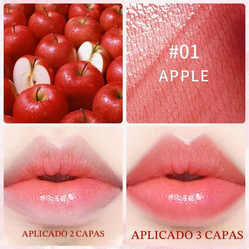 Vista 3 de Juego de tinte de labios de 4 colores, lápiz labial líquido mate mini tinte labial acuoso