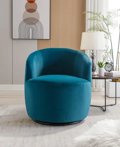Vista 77 de Silla giratoria decorativa, moderna silla tapizada de barril con respaldo ergonómico y cojín cómodo, sillón individual de ocio para sala de estar