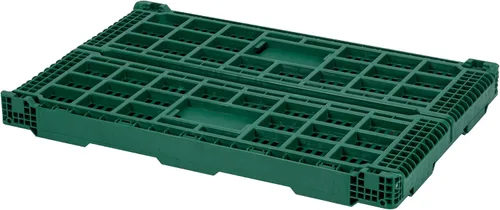 Vista 2 de Restaurantware Cater Tek - Caja plegable de 36 litros, 1 caja de almacenamiento apilable, con asas de diseño de malla, caja plegable de plástico