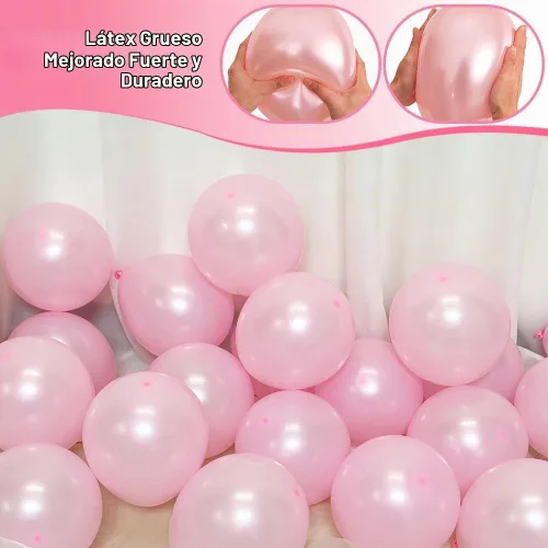 Vista 5 de Globos transparentes pastel de 12 pulgadas, 100 unidades, color rosa grueso