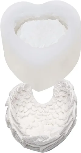 Vista 3 de MIMIRACLE - Molde de silicona con alas de ángel, molde de resina para manualidades y jabón Textura detallada de plumas, flexible y fácil