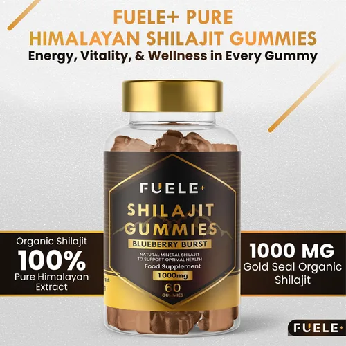 Vista 2 de Shilajit - Gomitas Shilajit para hombres y mujeres, Shilajit del Himalaya con más de 85 minerales, refuerzo de energía y apoyo de inmunidad, 30000