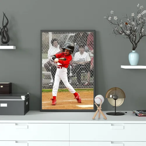 Vista 7 de BaseGoal La exhibición de madera del soporte del sóftbol del béisbol consta de 3 mini bates de béisbol y 1 círculo de madera Baseball Softball