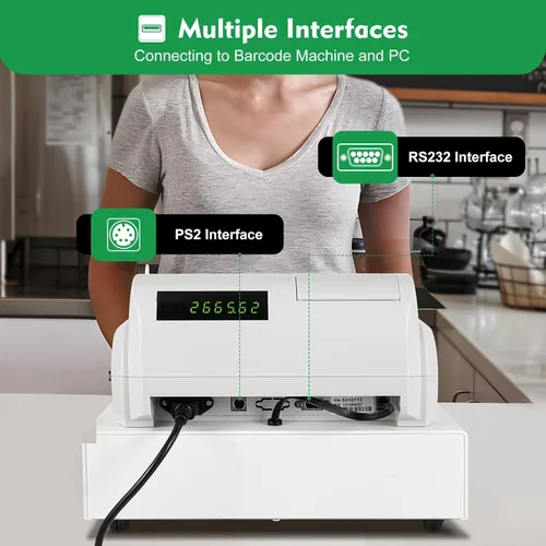 Vista 3 de Caja de cajón de caja registradora electrónica de 47 llaves, sistema de gestión de efectivo Pantalla LED de 6 dígitos, sistema de monedas