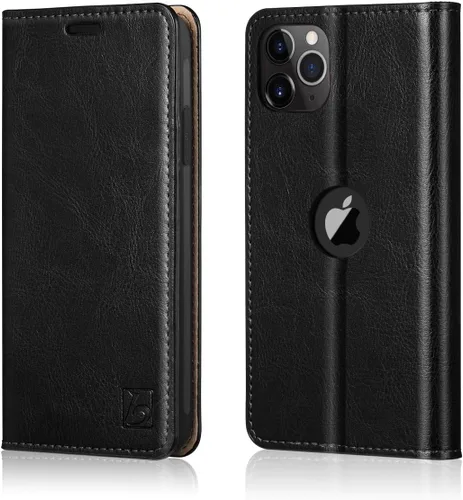Vista 16 de Belemay Funda tipo cartera compatible con iPhone 8 Plus, de piel de vaca auténtica, funda tipo folio (funda interior de TPU suave), ranuras