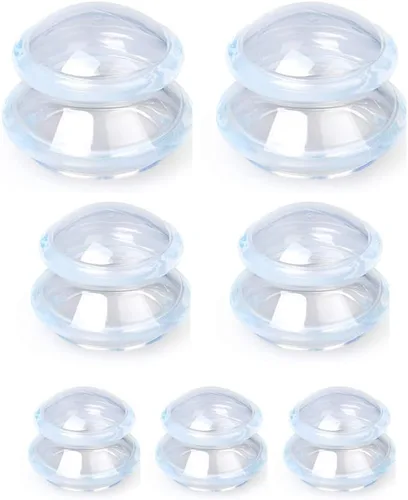 Vista 7 de 否 Koukone - Juego de 7 vasos de silicona para terapia de ventosas transparentes para terapia de ventosas médicas al vacío y tazas de masaje