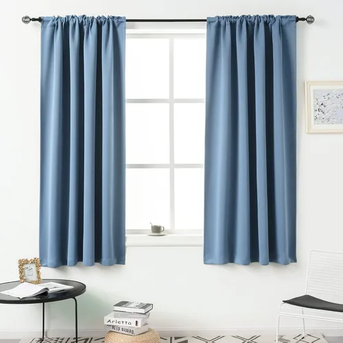 Vista 14 de DUALIFE Cortinas opacas de 45 pulgadas de largo, 2 paneles para ventanas pequeñas de dormitorio, aislamiento térmico, bolsillo para barra, cortinas