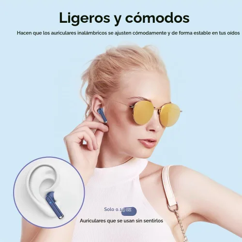 Vista 4 de OYIB Auriculares inalámbricos Bluetooth 5.3, auriculares de llamada clara Azul profundo