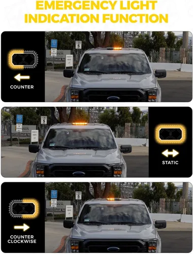 Vista 2 de Xprite Barra de Luz Estroboscópica de Emergencia Ámbar para Techo, Luces Intermitentes de Seguridad Beacon de Advertencia con Panel de Control Base