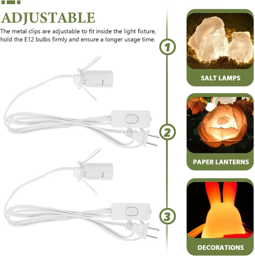 Vista 6 de 2 piezas E12 Cable de repuesto E12 Cristal Lámpara Cable de Reemplazo de Luces Enchufe Enchufe en la Bombilla de Luz del Himalaya Cable Eléctrico