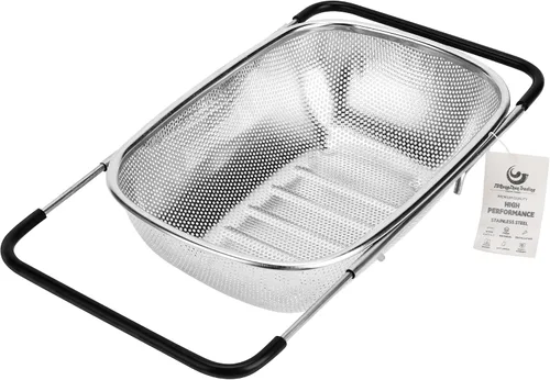 Vista 11 de ZDRongZhen Accesorios de Cocina Colador Escurridor Cesta Sobre el Fregadero, Colador de Acero Inoxidable con Agarre de Goma Expandible Escurridor