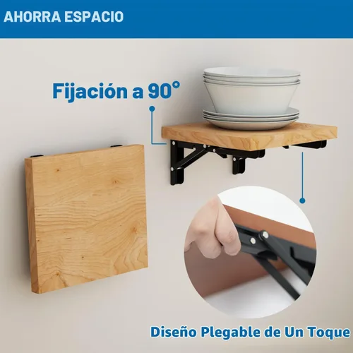 Vista 5 de LEOPO 16 Inch Folding Shelf Brackets, 2 Pack Foldable Shelf Supports Negro-Paquete de 2