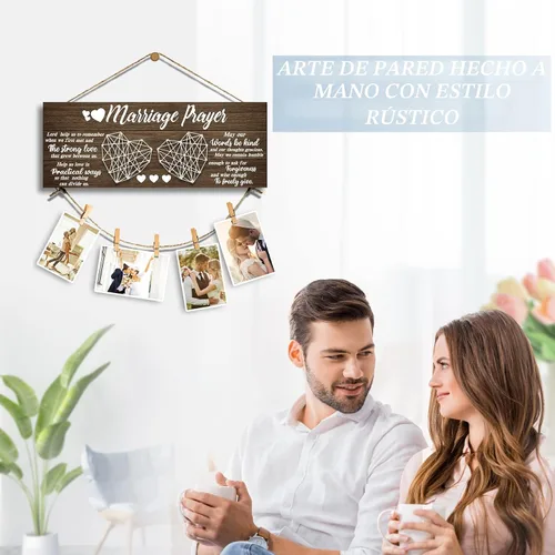 Vista 3 de Regalos de boda, regalos de despedida de soltera para novia y novio, regalo de compromiso para esposa, recién casado, soporte para fotos de oración