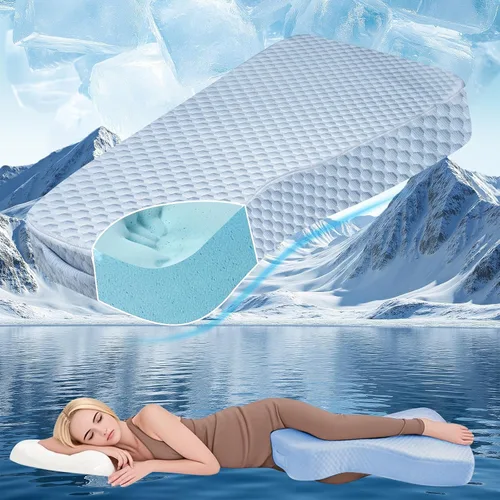 Vista 9 de Almohada de rodilla refrescante para dormir de lado, almohada de piernas 100% relleno de espuma viscoelástica para dormir de lado, almohada