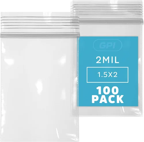Vista 21 de GPI - Paquete de 100 bolsas de plástico transparente con cremallera de 1 x 1 pulgada de grosor, bolsas de plástico transparente con cierre