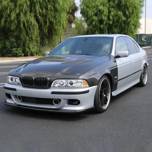 Vista 2 de SPEC-D TUNING Faros delanteros LED de doble ángel con proyector, cromados, compatibles con modelos BMW E39 5-Series 1996-2003 sin faros OE de xenón