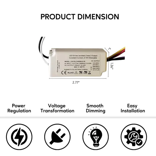 Vista 2 de Ironsmith Lighting Products Controlador LED con transformador de atenuación Triac - Entrada de CA eficiente de 120 voltios convertible 27-42 voltios