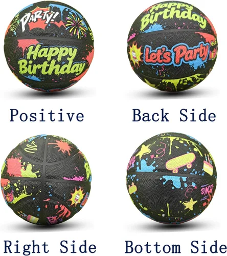 Vista 4 de Pelota de baloncesto de cuero PU JIUERYUN – Talla oficial 7 (29,5 pulgadas), Talla 6 (28,5 pulgadas), Talla 5 (27,5 pulgadas), pelota de cumpleaños