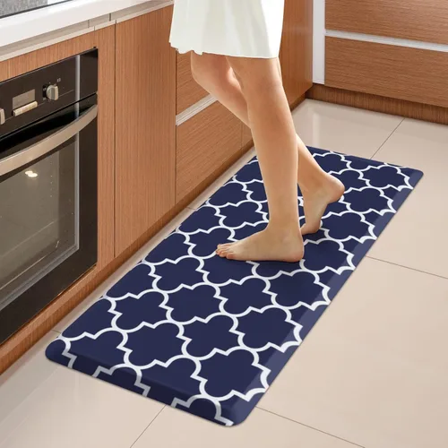 Vista 38 de WISELIFE Tapete de cocina acolchado antifatiga, 17.3 x 28 pulgadas, antideslizante, resistente, de PVC, ergonómico, impermeable, cómodo