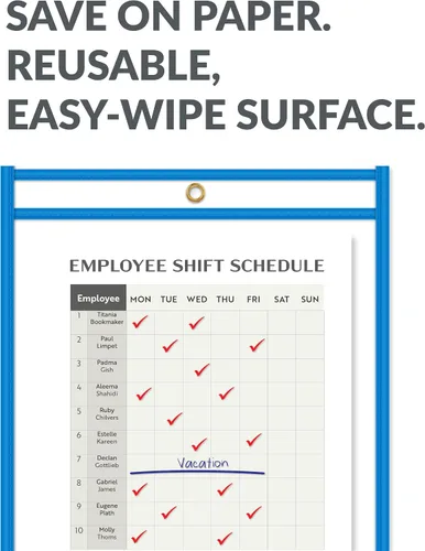Vista 6 de C-Line sobres estuches para boletos de compra con cosido de neón, 9 x 12 pulgadas, Azul