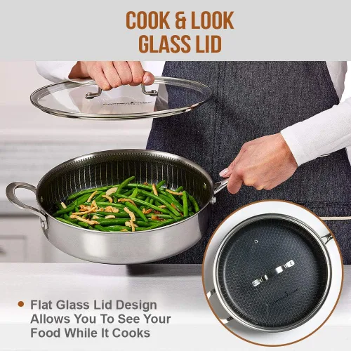 Vista 6 de Copper Chef Titan Fry, 9.5 pulgadas con sartén de 8 pulgadas, acero inoxidable