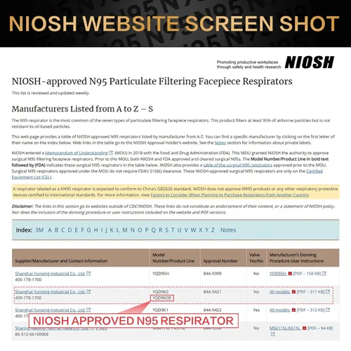 Vista 5 de Máscara N95 aprobada por NIOSH, paquete de 20 mascarillas respiradoras de partículas N95, ajuste universal, envueltas individualmente, color negro