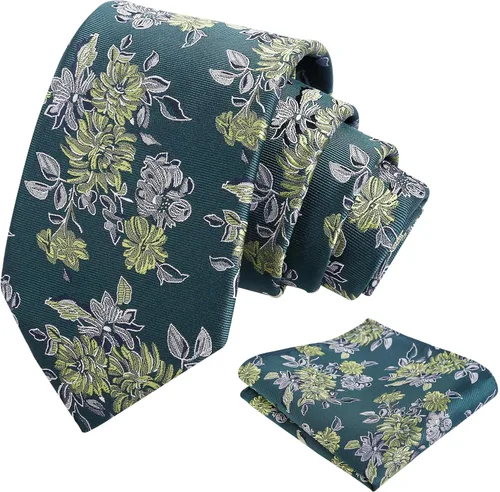 Vista 104 de Alizeal Mens 3.15inches Leaf Flower Pattern Tie with Floral Pocket Square Set