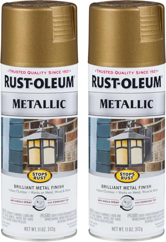 Vista 41 de Rust-Oleum 7274830 Pintura en aerosol metálica que detiene la oxidación, 11 oz, latón antiguo