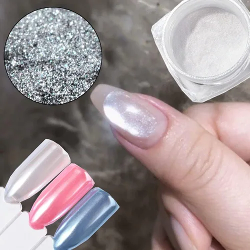 Vista 8 de 1 caja de uñas láser con purpurina de pavo real, polvo láser, polvo para uñas, pigmento cromado, oro rosa, plata, mezcla de uñas, lentejuelas