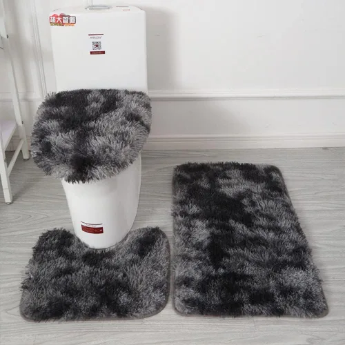 Vista 2 de XZJMY Juego de 3 alfombras de baño, tapetes de baño, tapetes antideslizantes y absorbentes, tapete de contorno en forma de U y cubierta de tapa