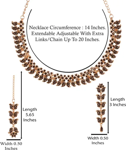 Vista 5 de Touchstone Conjunto de joyas de boda india, collares tradicionales de oro para mujer, conjuntos de diamantes de imitación de declaración hollywood 1