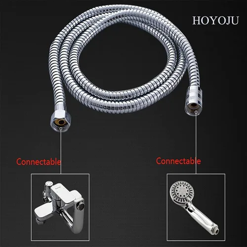 Vista 6 de Manguera de ducha de mano de 59 pulgadas, cable de acero inoxidable de grado comercial con tuerca de 1/2 IPS inserto de latón macizo, manguera