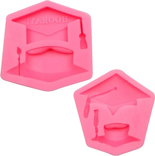 Vista 9 de Moldes de silicona para chocolate con tapa de graduación, moldes para hornear fondant de graduación 2023 para decoración de pasteles, decoración