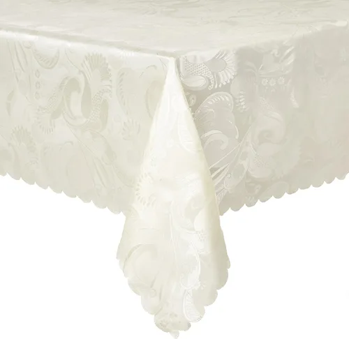 Vista 9 de Violet Linen Mantel con diseño de rosas europeas, 60 pulgadas, dorado