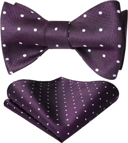 Vista 97 de HISDERN Pajaritas para hombre, diseño de lunares, corbatín y bolsillo cuadrado, clásico, esmoquin de negocios, boda, pajaritas, pañuelo